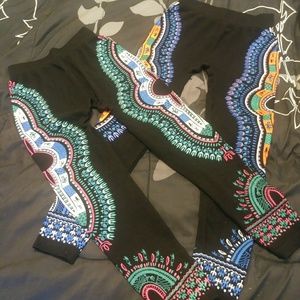 2pairs of Dashiki Print Leggings One Size